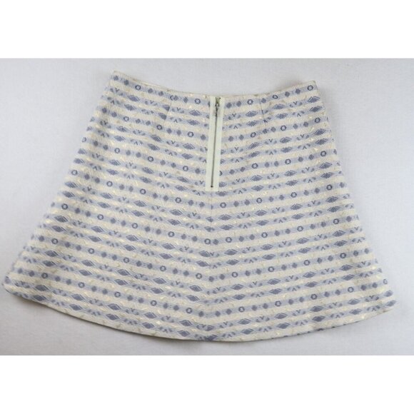 WOMEN'S IVORY BLUE GOLD METALLIC SHIMMER FLARED SKIRT - J. CREW - SIZE 10 - Picture 6 of 7